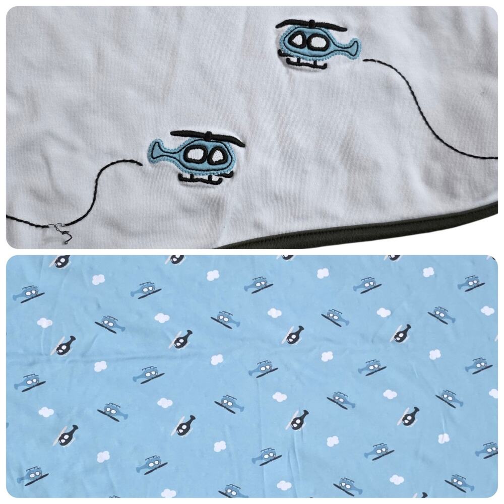 Gymboree Tiny Copter Baby Blanket 2009 Blue Helicopter Reversible